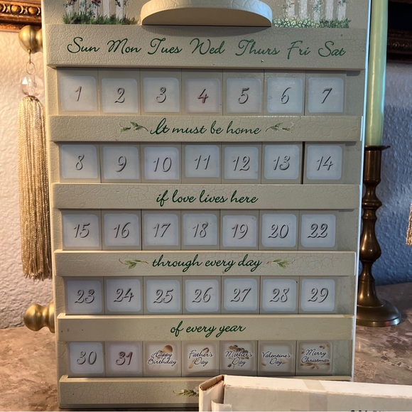 VTG Wooden Farmhouse Perpetual Calendar Floral Hand Crafted Birchfield complete - Picture 5 of 16